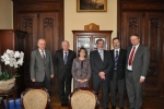 At Rector's office: from left: Stefan Jackowski – president of Polish Mathematical Society; Rector Magnificus Karol Musioł, president of EMS Marta Sanz-Solé, vice-rector Piotr Tworzewski, Prof. Roman Srzednicki – chair of the Organizing Committee, Krzysztof Ciesielski -  member of the Organizing Committee