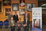 In the Senate room of the Auditorium Maximum. From left: sitting: S. Jackowski, M. Sanz-Solé, P. Tworzewski, Standing: K. Deszyński, R. Srzednicki, K. Ciesielski. On the wall, (between Srzednicki and Ciesielski), portrait of the late Andrzej Pelczar as Rector Magnificus of Jagiellonian University